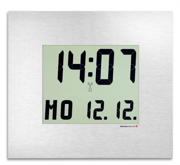 C-210-M: LCD-Wanduhr mit hochwertiger Alunox Frontblende, kabellos und funkgesteuert