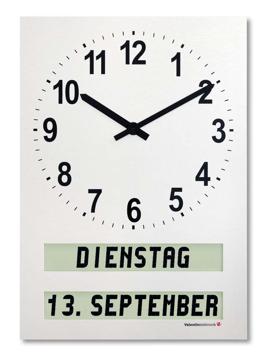 AMC-26-H: Mittelgroße Wanduhr mit ausgeschriebenem Wochentag ...